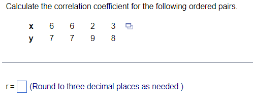 Solved Calculate the correlation coefficient for the | Chegg.com
