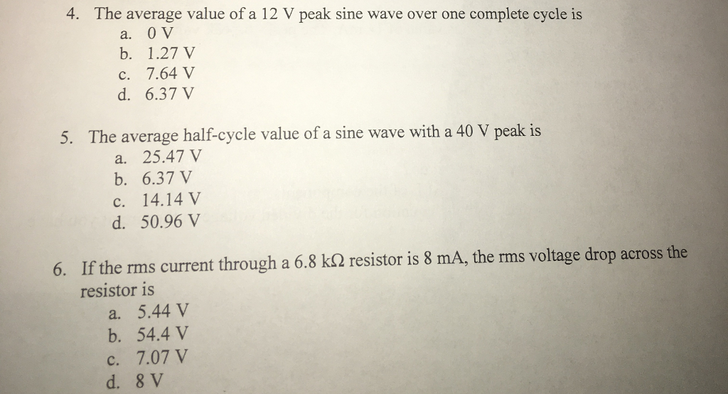 solved-4-the-average-value-of-a-12-v-peak-sine-wave-over-chegg