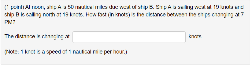 Solved (1 Point) At Noon, Ship A Is 50 Nautical Miles Due | Chegg.com