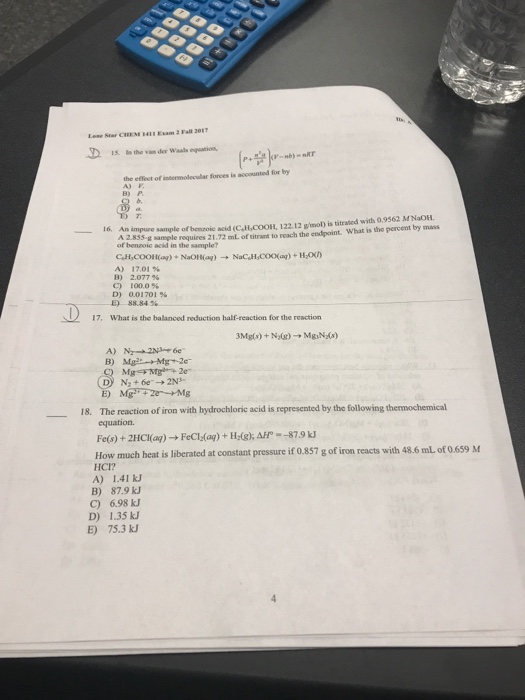 Solved Star CHEM 141. Exam2 Fall 2017 The Effect Of | Chegg.com