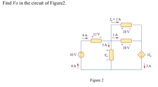 Solved Find Vo in the circuit of Figure2. 1-2A 28 V 1 A 6A | Chegg.com