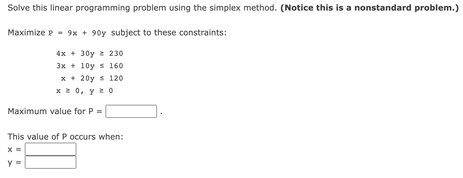 Solved Solve this linear programming problem using the | Chegg.com
