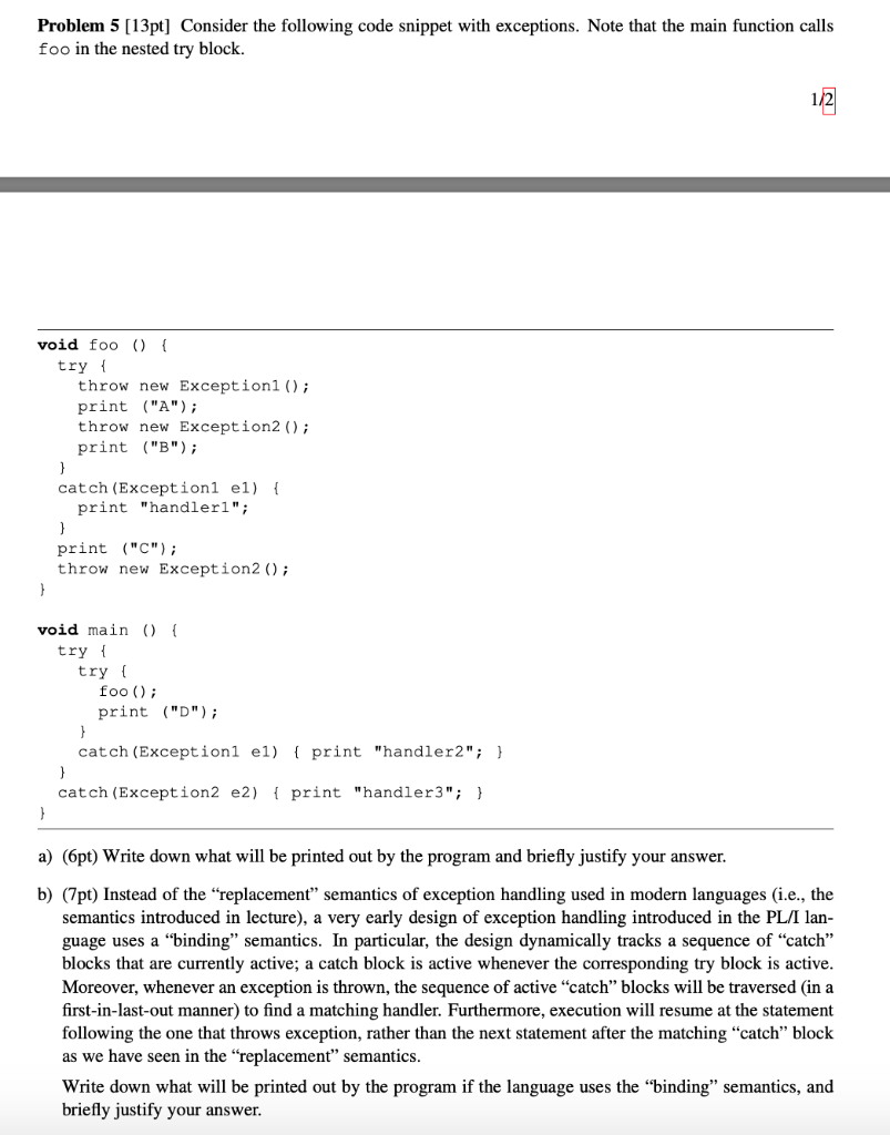 Problem 5 [13pt] Consider the following code snippet | Chegg.com