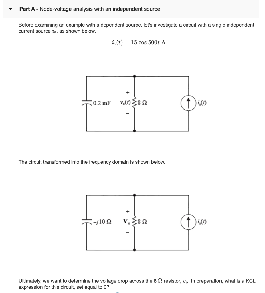 Solved Part A - Node-voltage analysis with an independent | Chegg.com