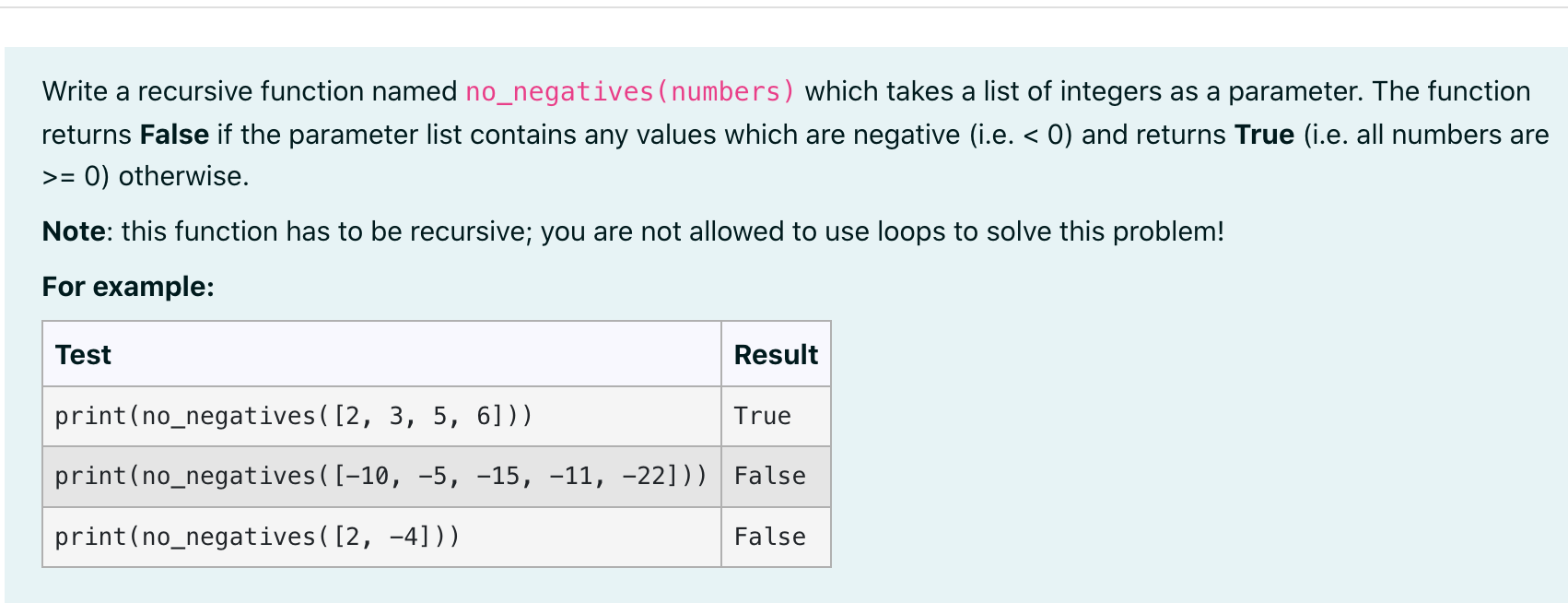 Solved Write a recursive function named no_negatives | Chegg.com