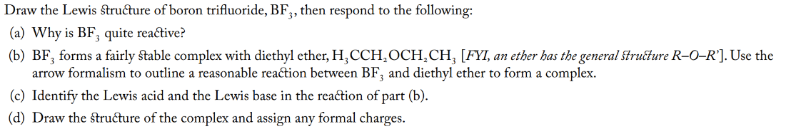 Solved Draw the Lewis structure of boron trifluoride, BF3, | Chegg.com