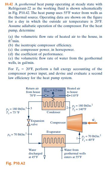 Solved 10.42 A Geothermal Heat Pump Operating At Steady | Chegg.com