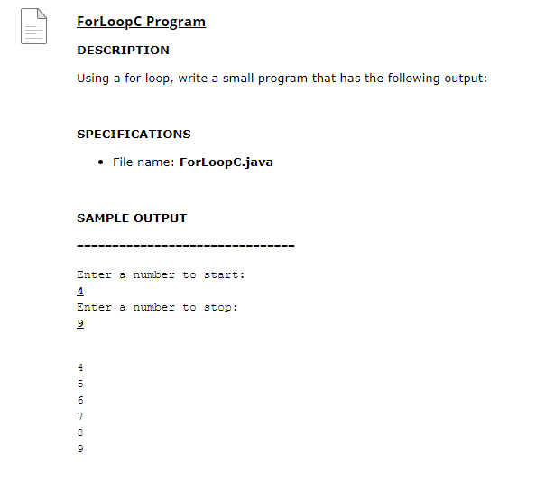 Solved ForLoopC Program DESCRIPTION Using a for loop, write | Chegg.com