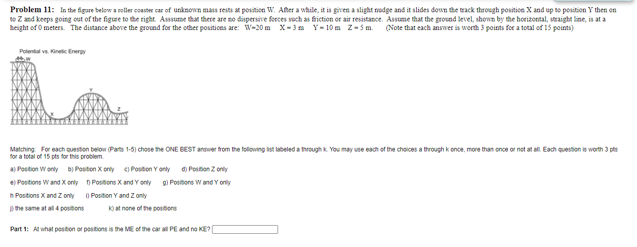 Solved Problem 11: In the figure below a roller coaster car | Chegg.com
