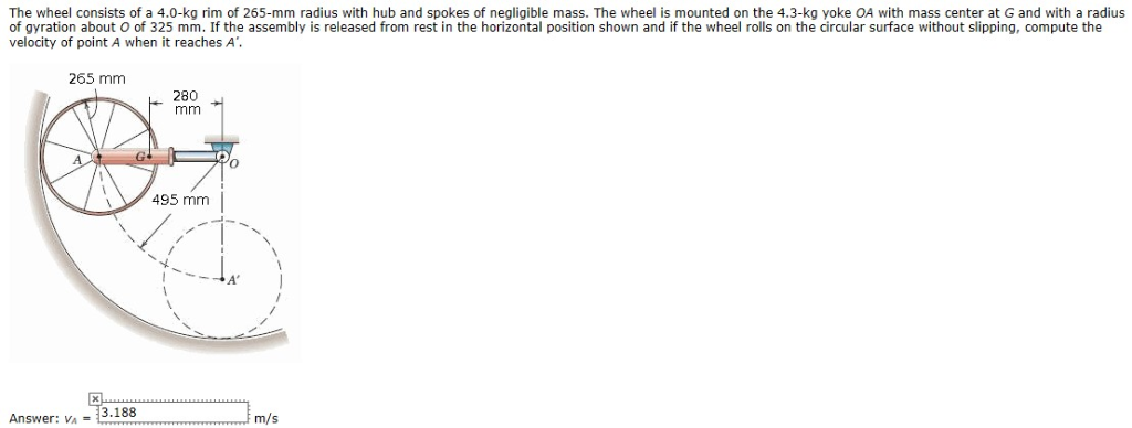 Solved The wheel consists of a 4.0-kg rim of 265-mm radius | Chegg.com