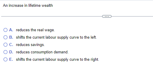 Solved An increase in lifetime wealth O A. reduces the real | Chegg.com
