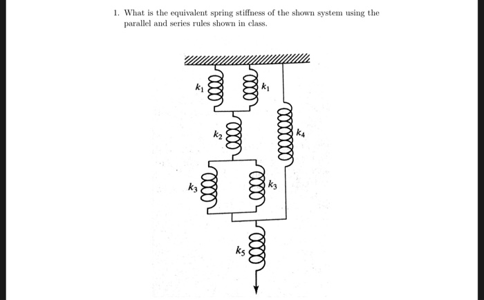 Solved 1. What is the equivalent spring stiffness of the | Chegg.com