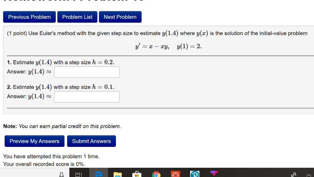 Solved Previous Problem Problem List Next Problem (1 point) | Chegg.com