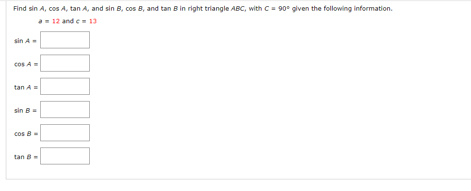 Solved Find Sin A, Cos A, Tan A, And Sin B, Cos B, And Tan B | Chegg.com