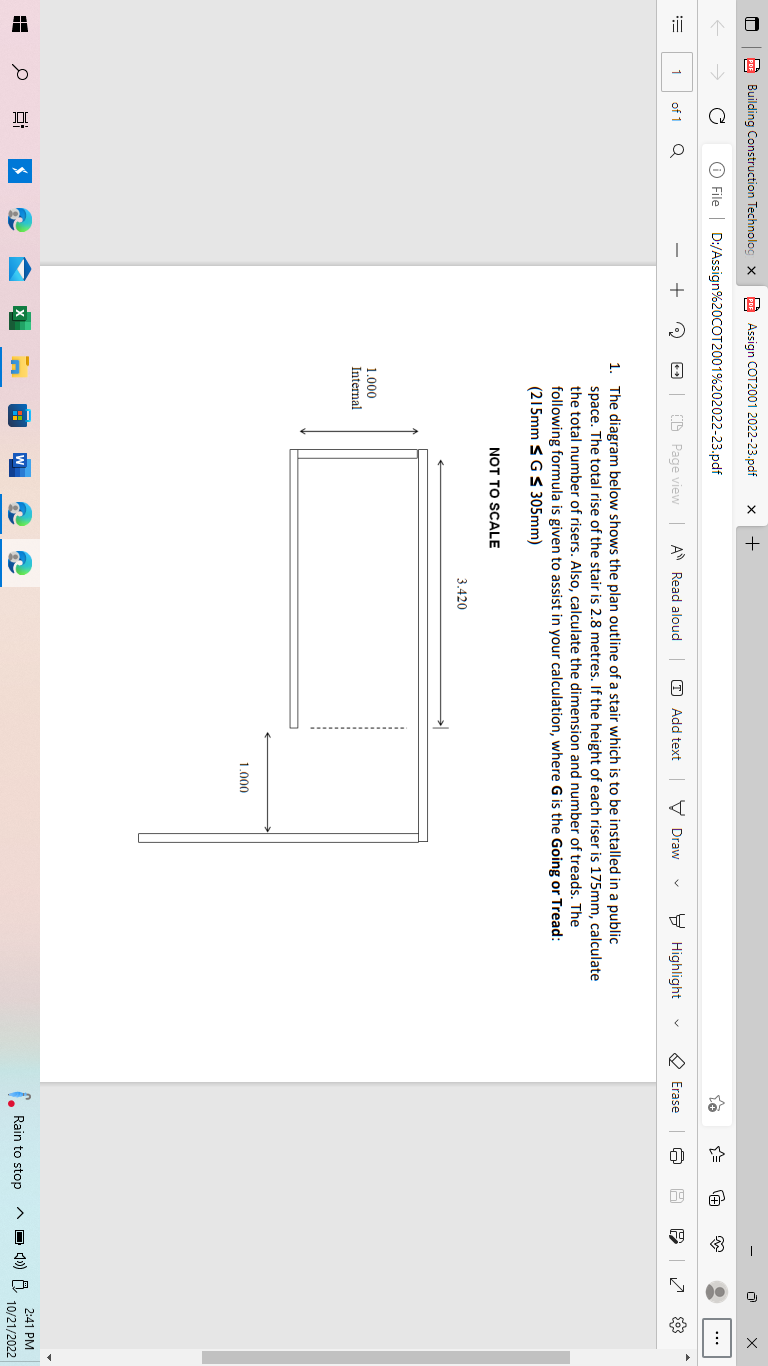Solved 1. The diagram below shows the plan outline of a | Chegg.com