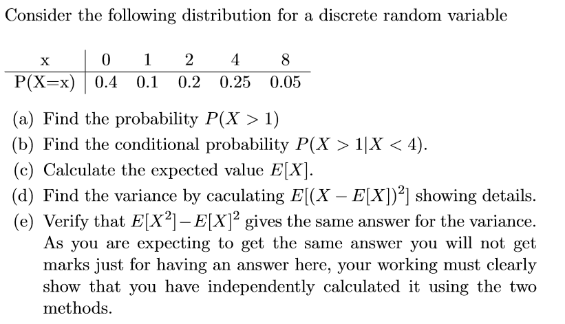 Solved Consider The Following Distribution For A Discrete | Chegg.com