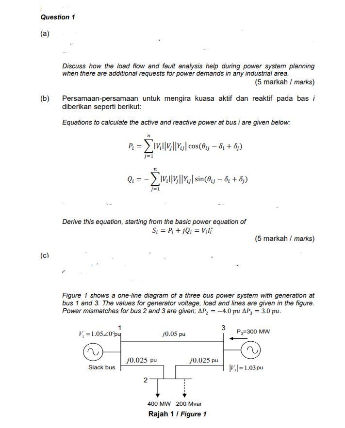 Question 1 (a) (b) Discuss how the load flow and | Chegg.com