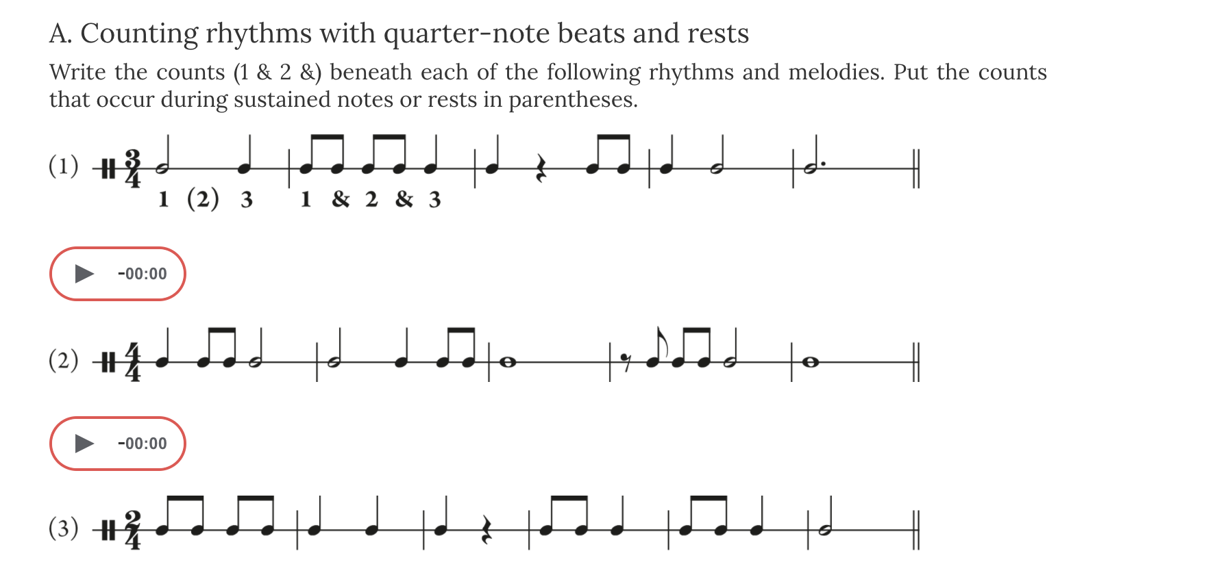 A. Counting rhythms with quarter-note beats and rests | Chegg.com