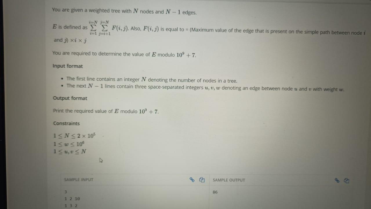 You are given a weighted tree with N nodes and N−1 | Chegg.com