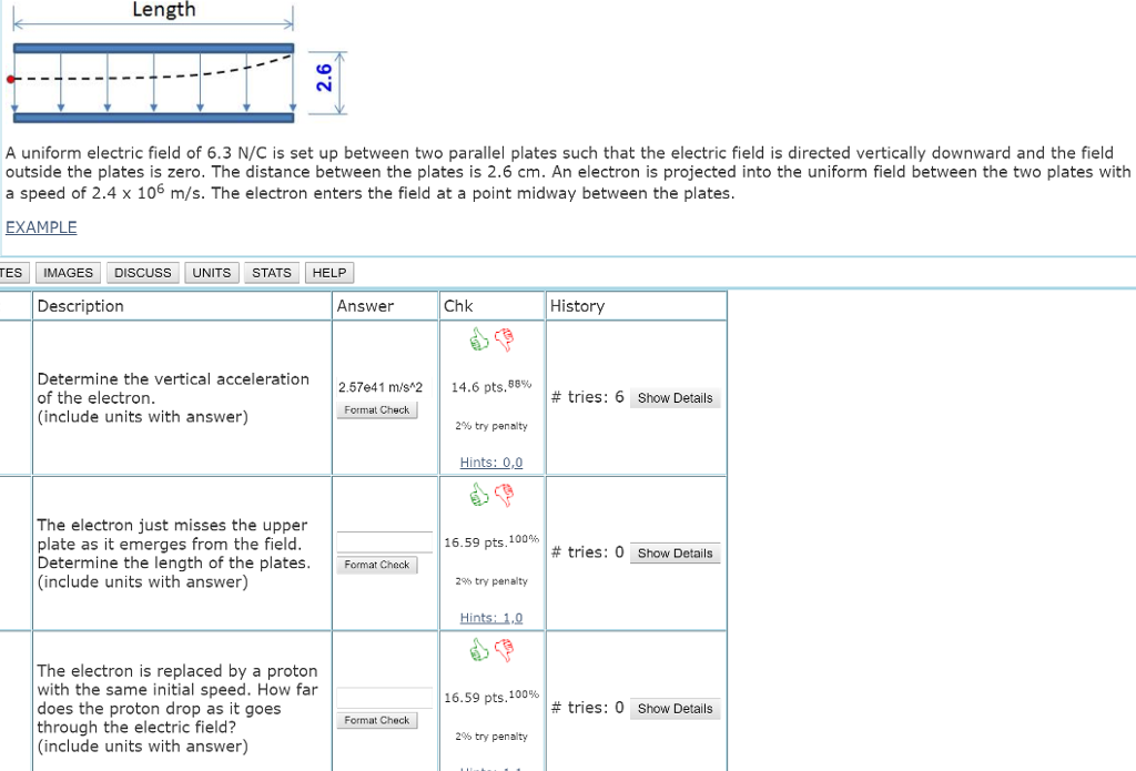 Solved Length A uniform electric field of 6.3 N/C is set up | Chegg.com
