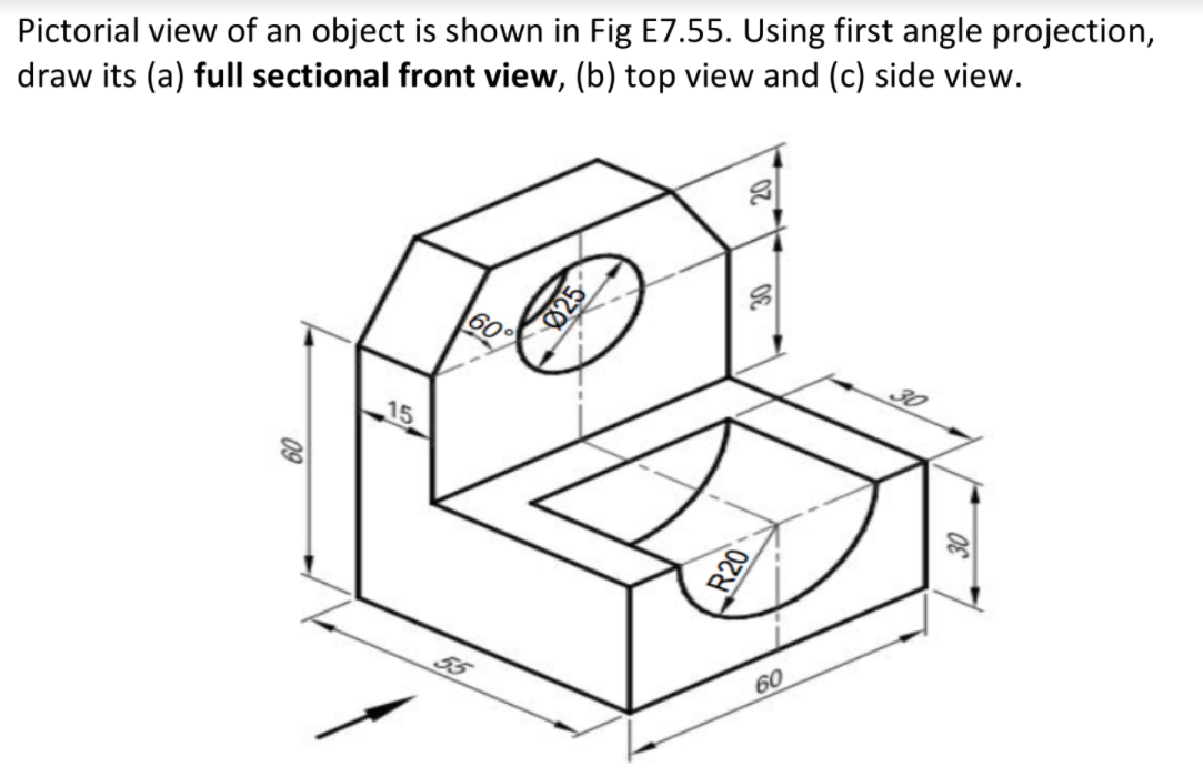 Solved Pictorial view of an object is shown in Fig E7.55. | Chegg.com