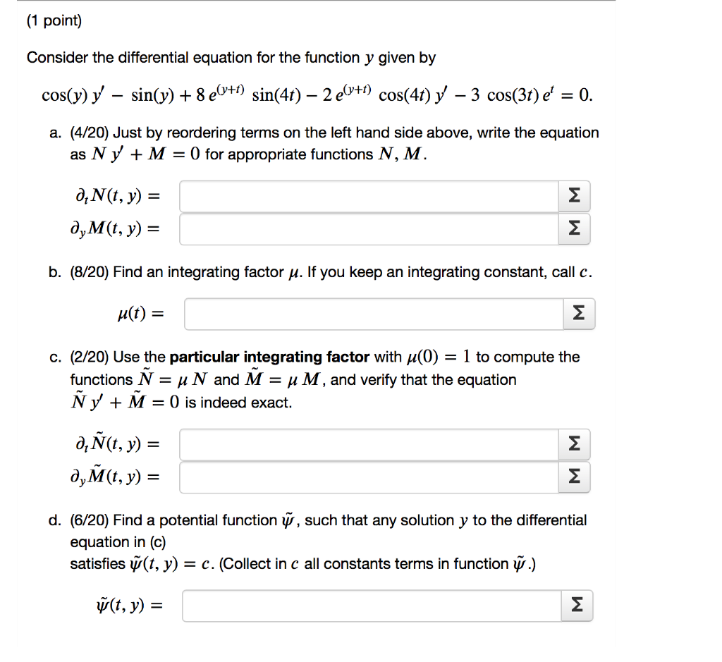 Solved 1 Point Consider The Differential Equation For T Chegg Com