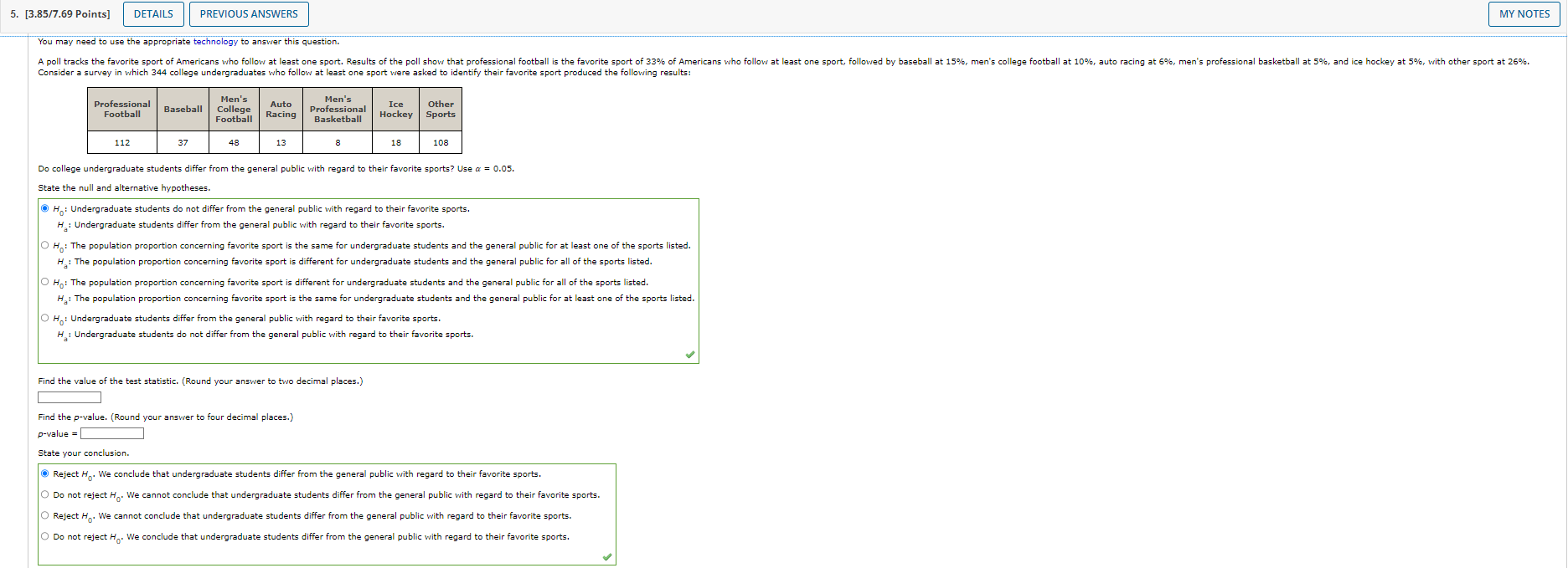 Solved Do college undergraduate students differ from the | Chegg.com