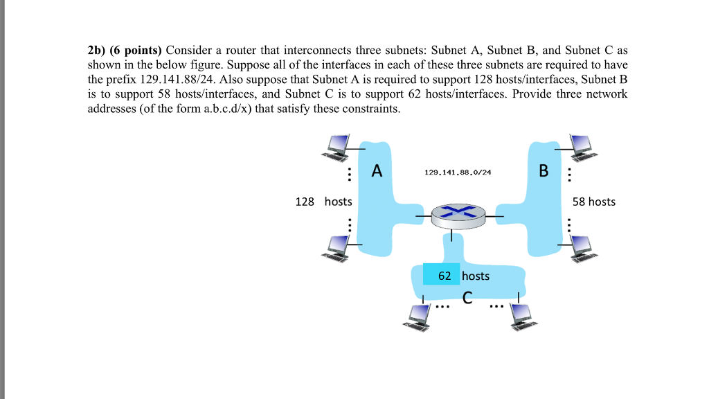 Solved 2b) (6 points) Consider a router that interconnects | Chegg.com