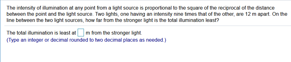 Solved The intensity of illumination at any point from a | Chegg.com