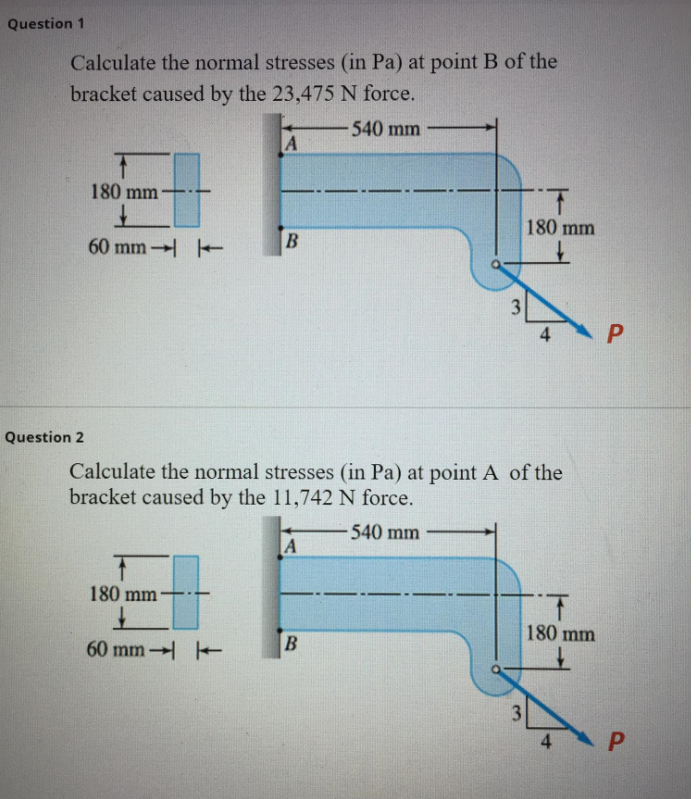 Solved Question 1 Calculate The Normal Stresses (in Pa) At | Chegg.com