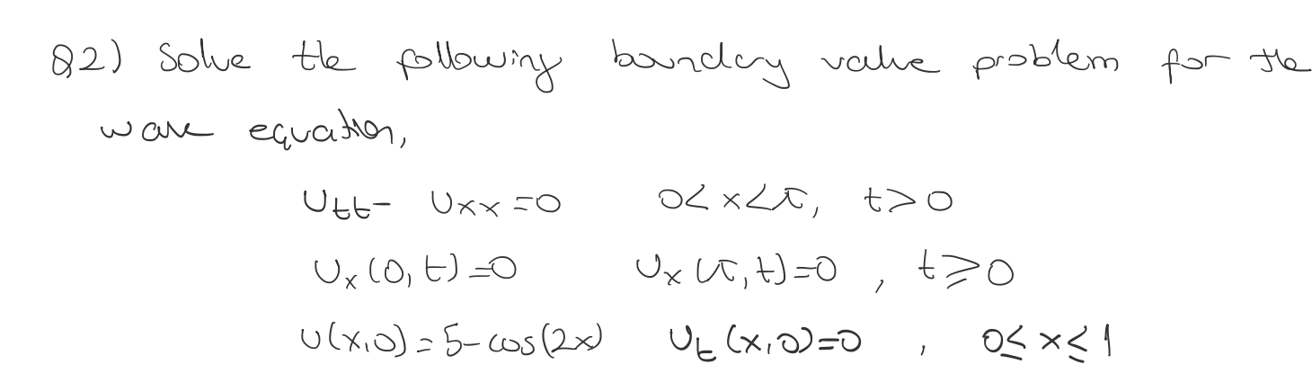 Solved Q2) Solve the following boundery vahe problem for the | Chegg.com