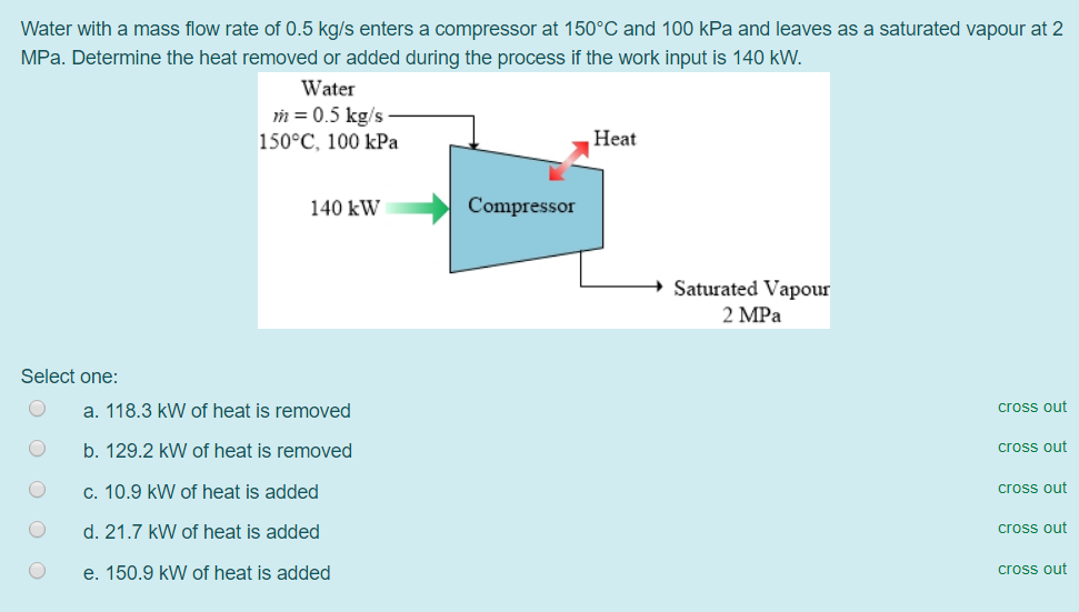 Solved Water with a mass flow rate of 0.5 kg/s enters a | Chegg.com