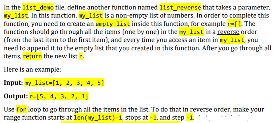 In the list_demo file, define a function named | Chegg.com