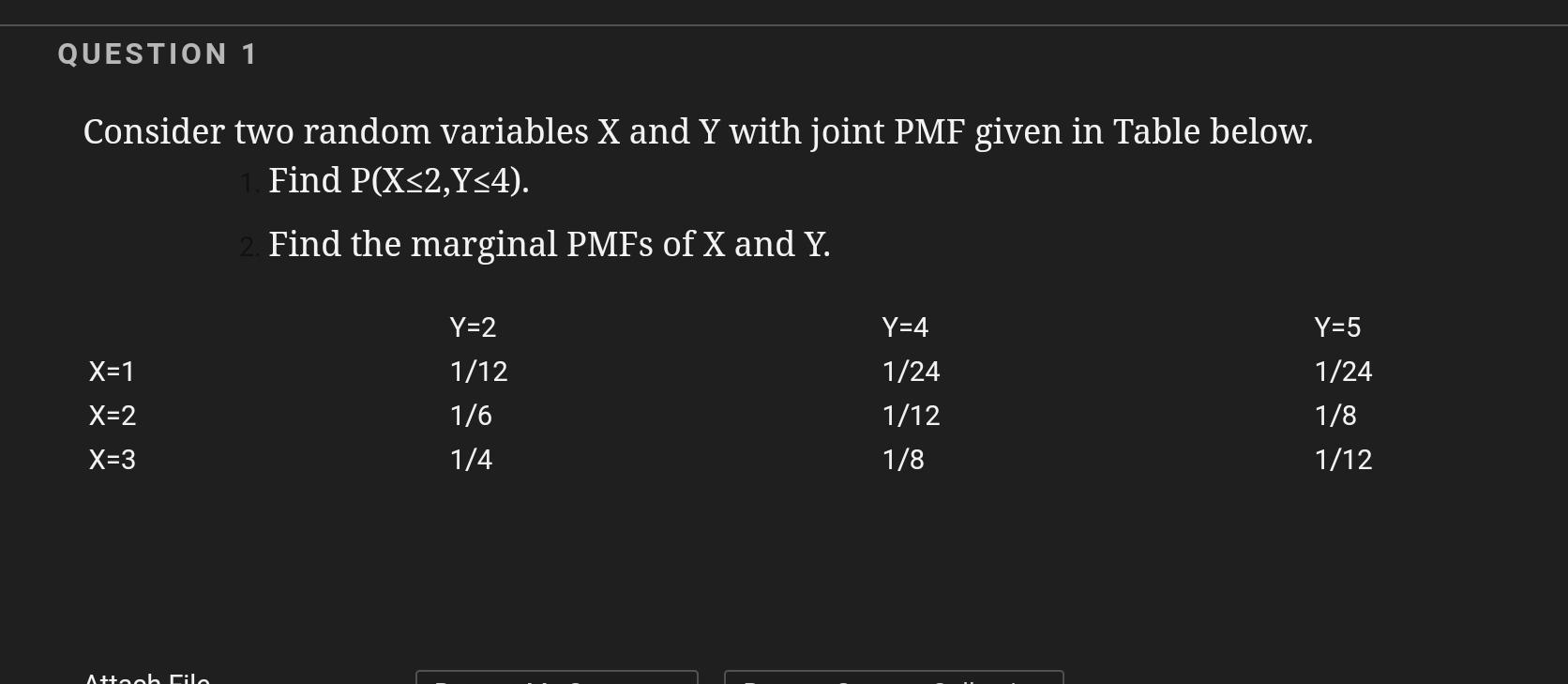 Solved QUESTION 1 Consider two random variables X and Y with | Chegg.com