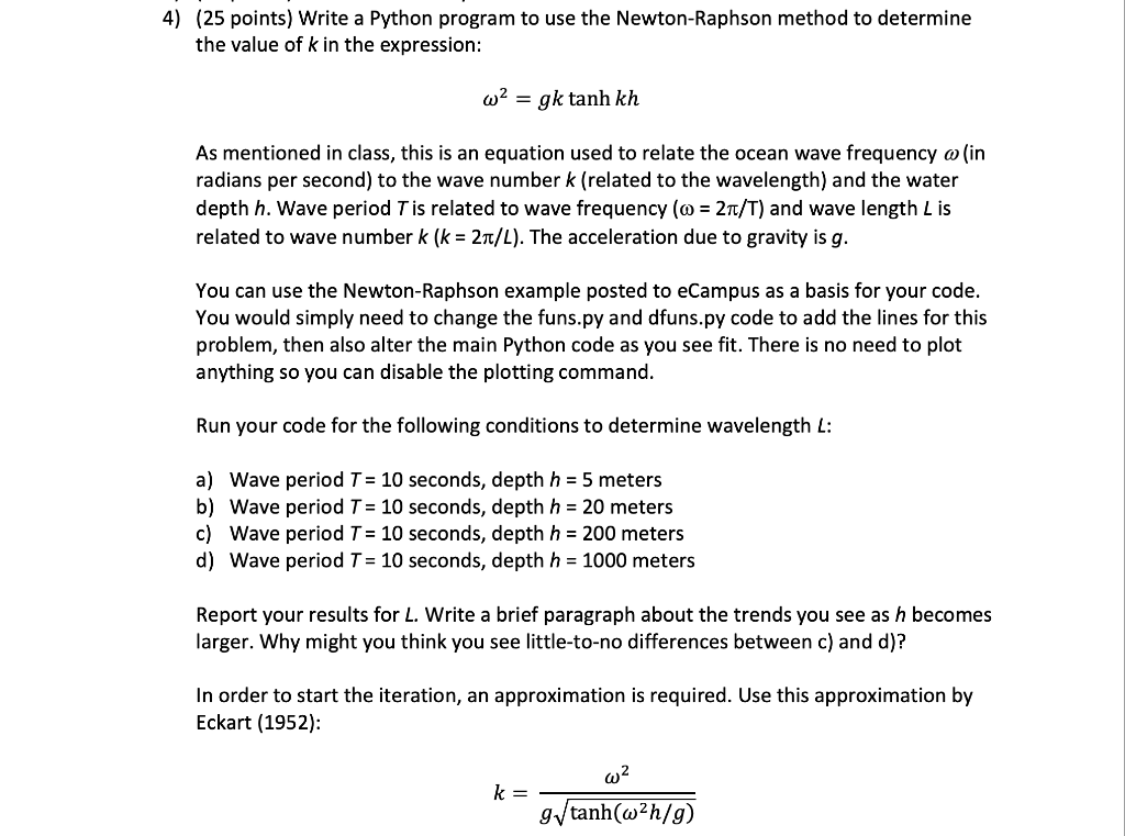 4) (25 points) Write a Python program to use the | Chegg.com
