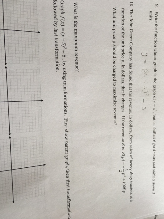 Solved 9. Write the function whose graph is the graph of | Chegg.com