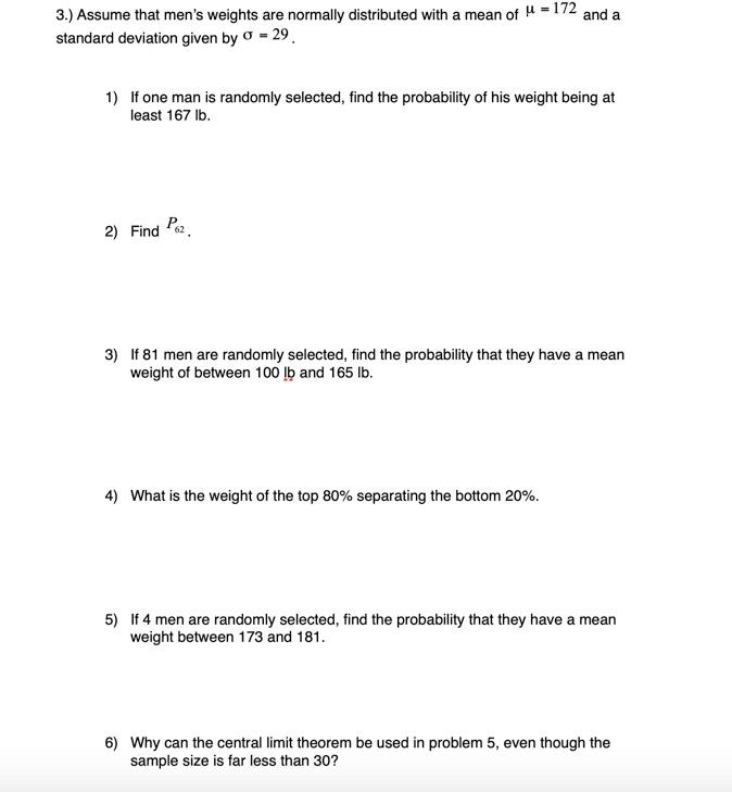 Solved 3 Assume That Men S Weights Are Normally Distrib Chegg Com