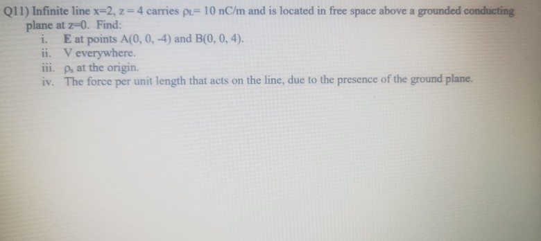 Solved Q11 Infinite Line X 2 Z 4 Carries Pl 10 Nc M A Chegg Com