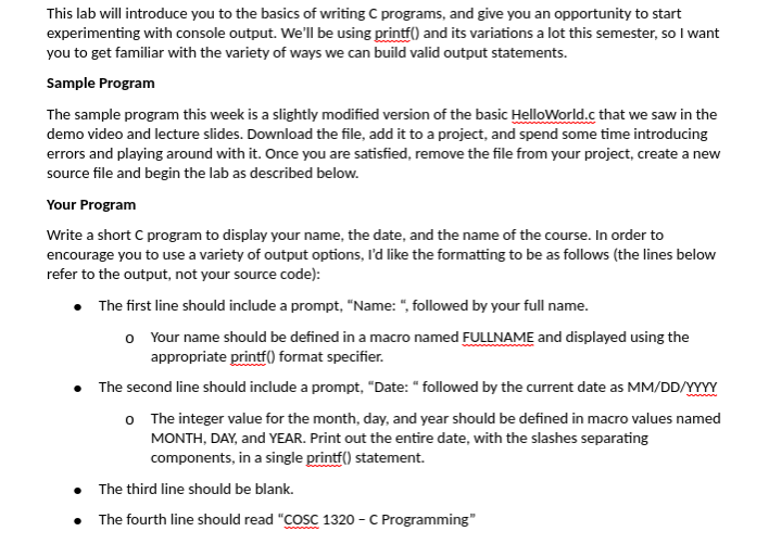 Solved This lab will introduce you to the basics of writing | Chegg.com