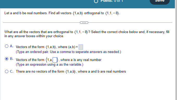 Solved Let A And B Be Real Numbers. Find All Vectors 1,a,b | Chegg.com