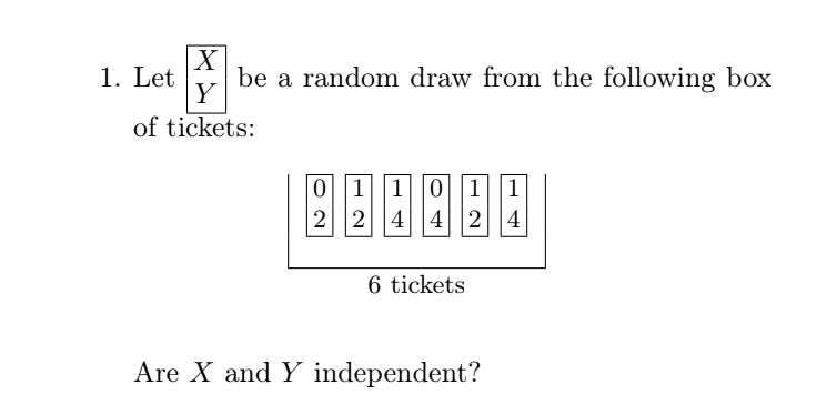 Solved 1. Let X Y be a random draw from the following box of | Chegg.com