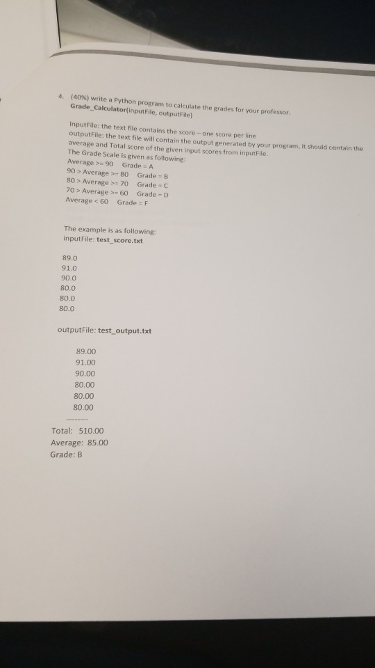 Solved 4. (40%) write a Python program to calculate the | Chegg.com