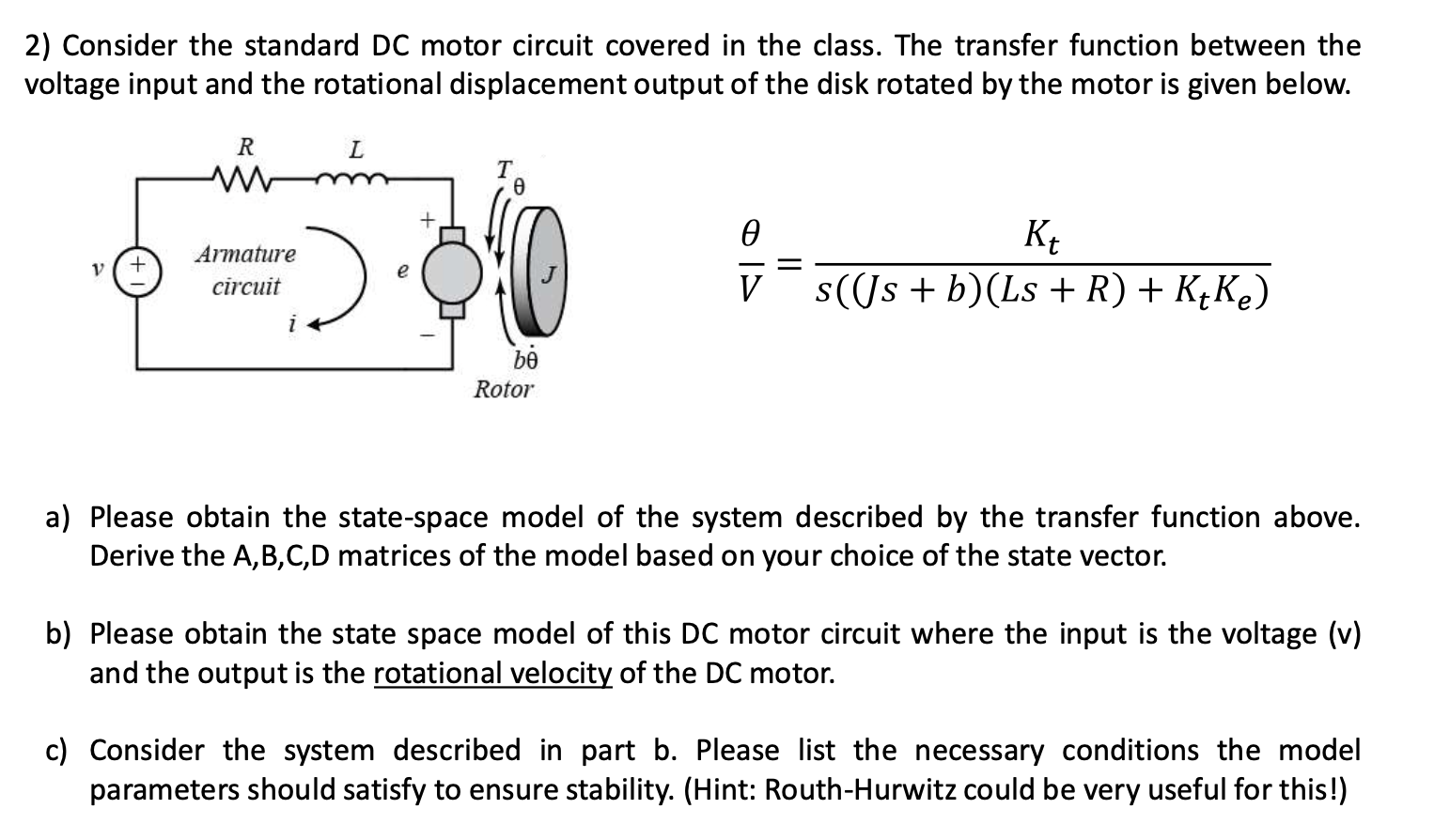 Solved 2) Consider the standard DC motor circuit covered in | Chegg.com