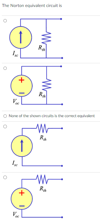 Solved The Norton Equivalent Circuit Is None Of The Shown 9233