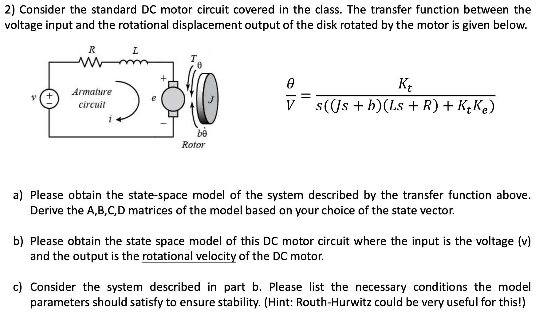 Solved 2) Consider the standard DC motor circuit covered in | Chegg.com