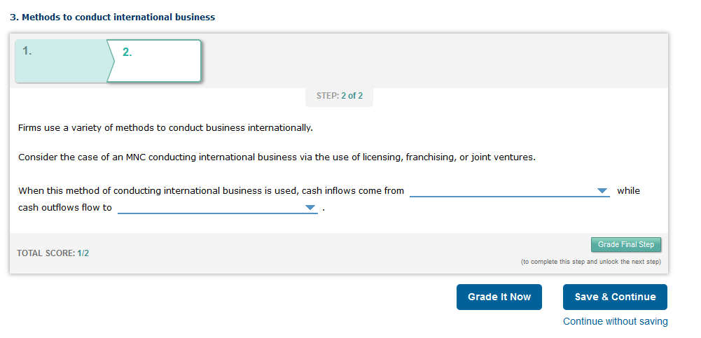 3. Methods to conduct international business
Firms use a variety of methods to conduct business internationally.
Consider the