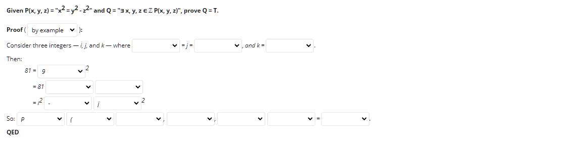 Solved Given P(x, Y, Z) ="x2 = Y2-22" And Q="3X, Y, Z EZ | Chegg.com