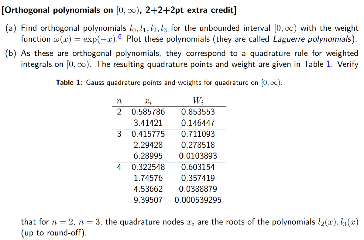 [Orthogonal polynomials on (0,00), 2+2+2pt extra | Chegg.com