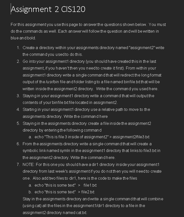 Solved Assignment 2 ClS120 For this assignmentyou use this | Chegg.com