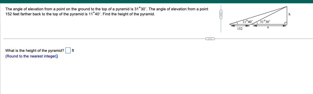 Solved The angle of elevation from a point on the ground to | Chegg.com